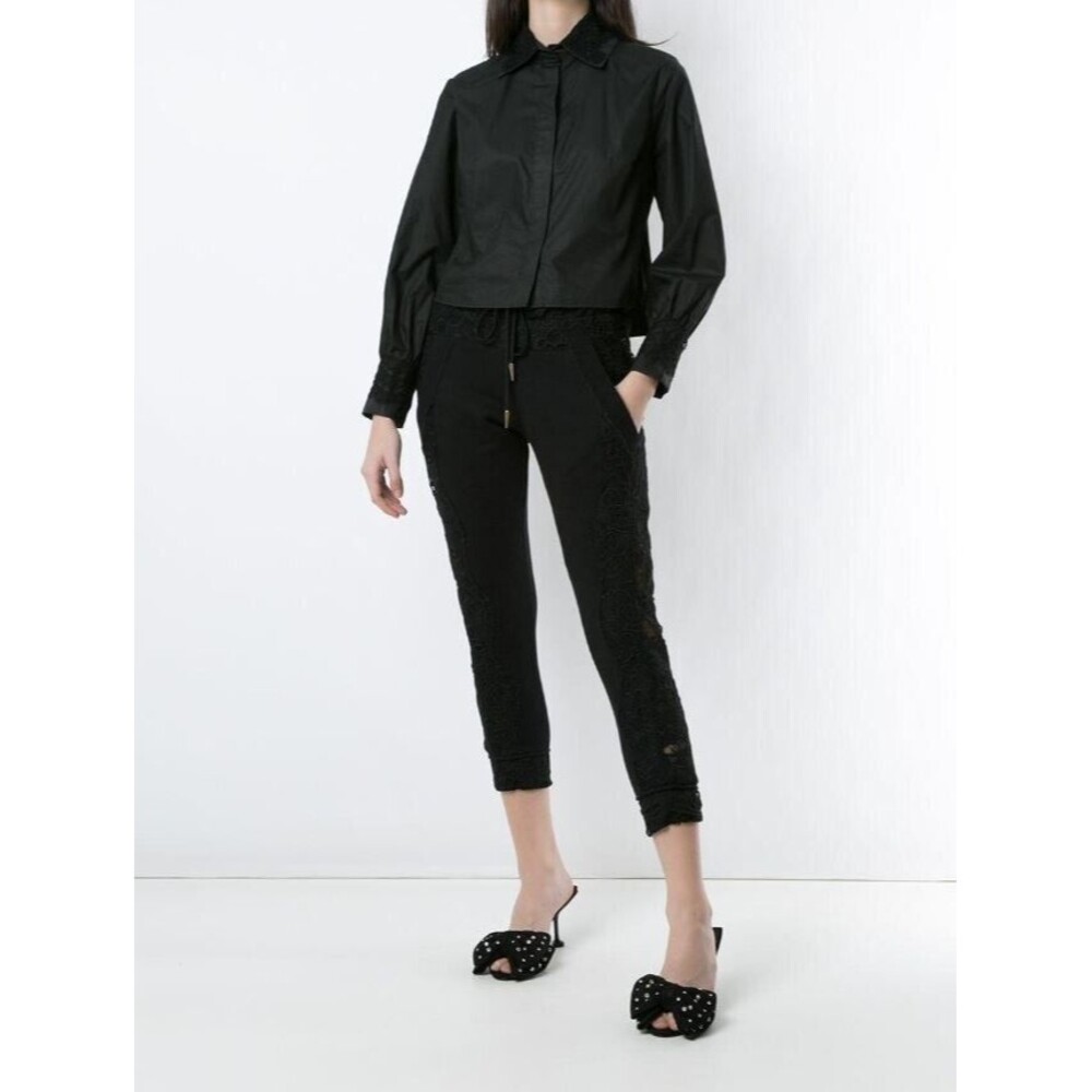 Andrea Bogosian Track Pants NWT Black Lace Suzanne Trousers Retail $477 Size S - Picture 2 of 8